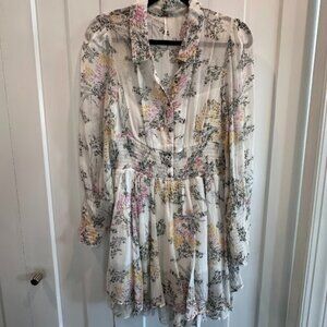 Free People Long Sleeve Floral Print Dress